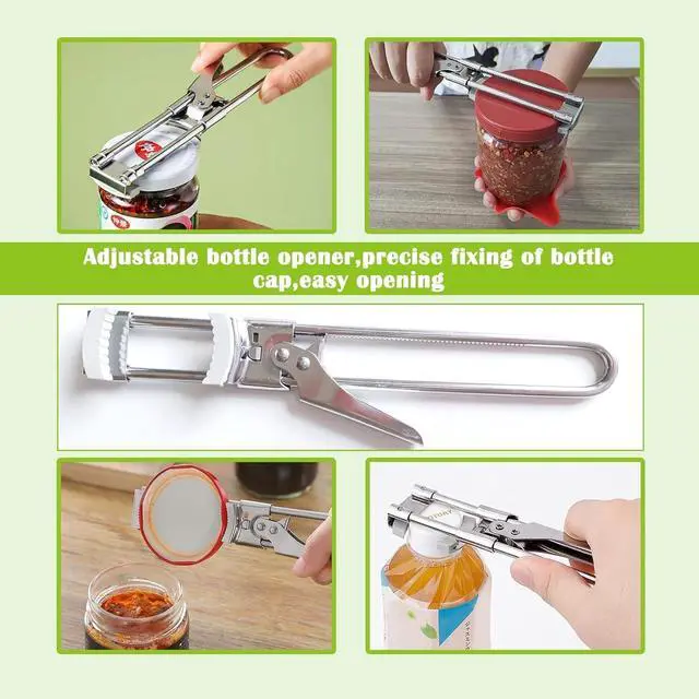 Alt view image 5 of 7 - 2-Pack Adjustable Stainless Steel Jar Opener, Multifunctional Jar Opener for Weak Hands, Seniors with Arthritis, Includes Keychain Opener and Anti-slip sleeve, Opens Jars, Bottles, Containers Easily