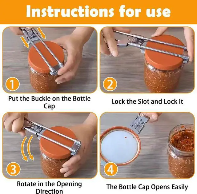 Alt view image 4 of 7 - 2-Pack Adjustable Stainless Steel Jar Opener, Multifunctional Jar Opener for Weak Hands, Seniors with Arthritis, Includes Keychain Opener and Anti-slip sleeve, Opens Jars, Bottles, Containers Easily