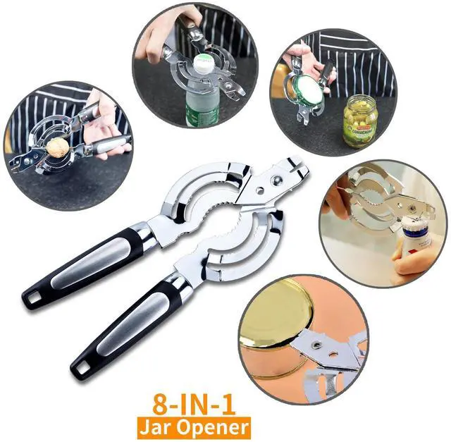 Alt view image 3 of 7 - Jar Opener, Multi Jar Openers for Seniors, Stainless Steel Jar Lid Opener, Bottle Opener for Seniors with Arthritis, Weak Hands