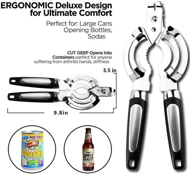 Alt view image 2 of 7 - Jar Opener, Multi Jar Openers for Seniors, Stainless Steel Jar Lid Opener, Bottle Opener for Seniors with Arthritis, Weak Hands