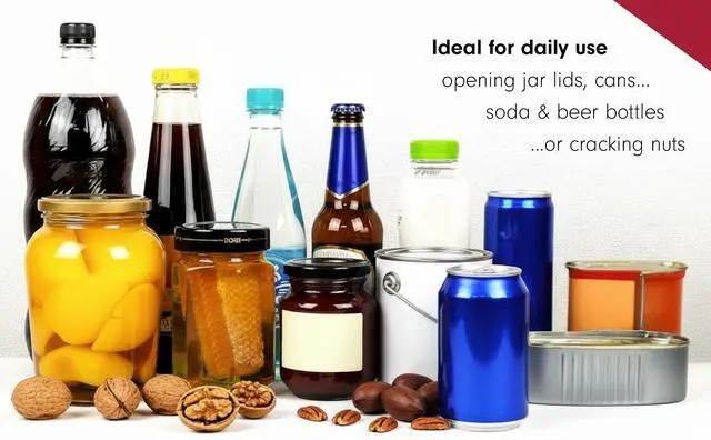 Alt view image 6 of 7 - Jar & Bottle Opener, Easy Wrench Grip/Tightened Lid Opener, Multi-Purpose Opener for Caps, Cans & Nuts -Italian Stainless Steel