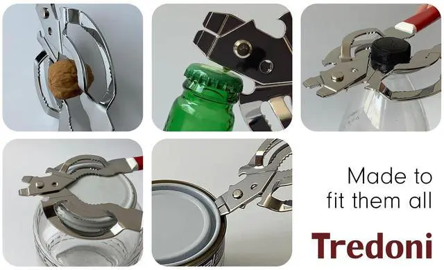 Alt view image 7 of 7 - Jar & Bottle Opener, Easy Wrench Grip/Tightened Lid Opener, Multi-Purpose Opener for Caps, Cans & Nuts -Italian Stainless Steel