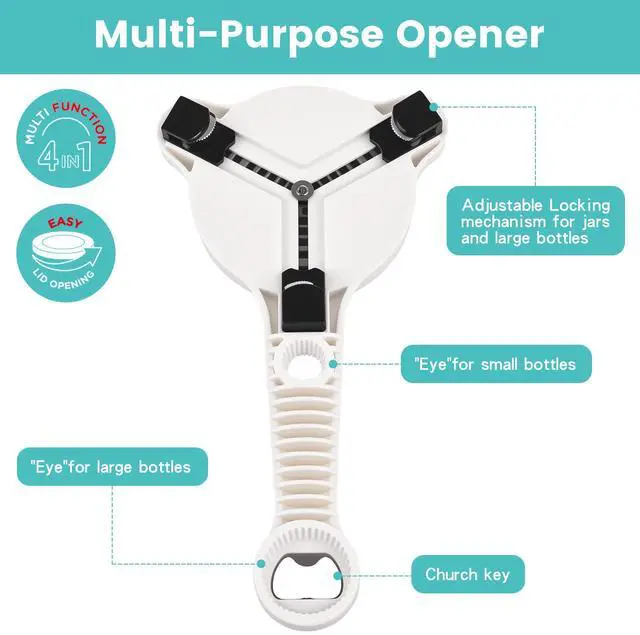 Alt view image 2 of 7 - NEWPAII Jar Opener for Weak Hands, Seniors & Arthritis Adjustable 4-in-1 Bottle & Can Opener with Non-Slip Pad for Large Pickle Jars, Soda, Wine Left-Handed & Kid-Friendly, Dishwasher Safe