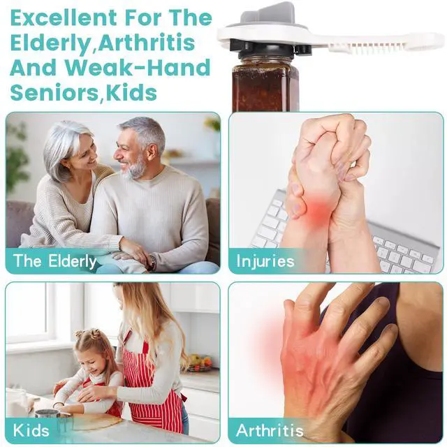 Alt view image 5 of 7 - NEWPAII Jar Opener for Weak Hands, Seniors & Arthritis Adjustable 4-in-1 Bottle & Can Opener with Non-Slip Pad for Large Pickle Jars, Soda, Wine Left-Handed & Kid-Friendly, Dishwasher Safe