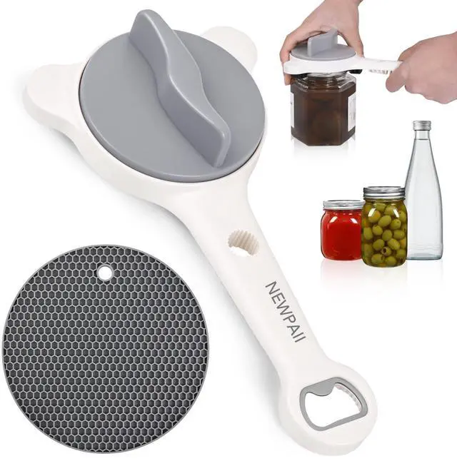 Main image of NEWPAII Jar Opener for Weak Hands, Seniors & Arthritis Adjustable 4-in-1 Bottle & Can Opener with Non-Slip Pad for Large Pickle Jars, Soda, Wine Left-Handed & Kid-Friendly, Dishwasher Safe