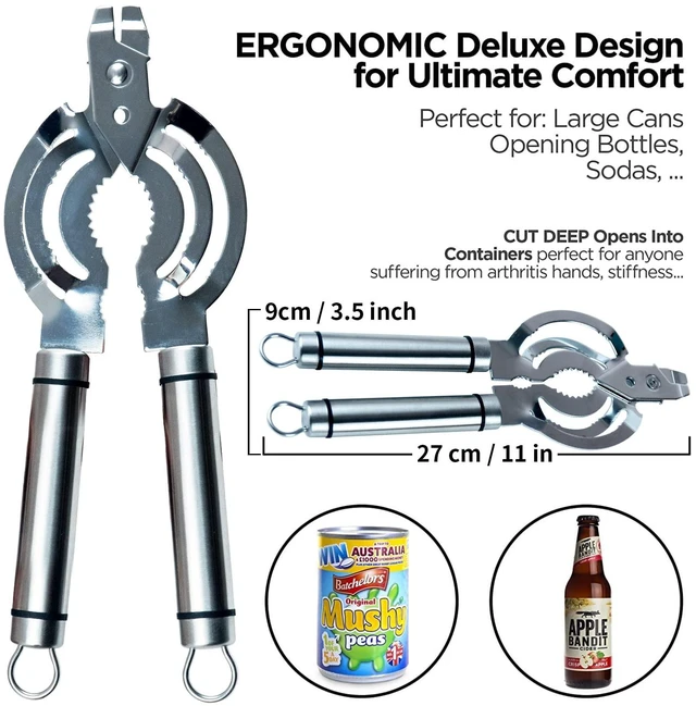 Alt view image 2 of 7 - Jar Opener, Multifunctional Jar Opener for Weak Hands, Stainless Steel Jar Lid Opener, Beer Bottle Opener for Seniors with Arthritis
