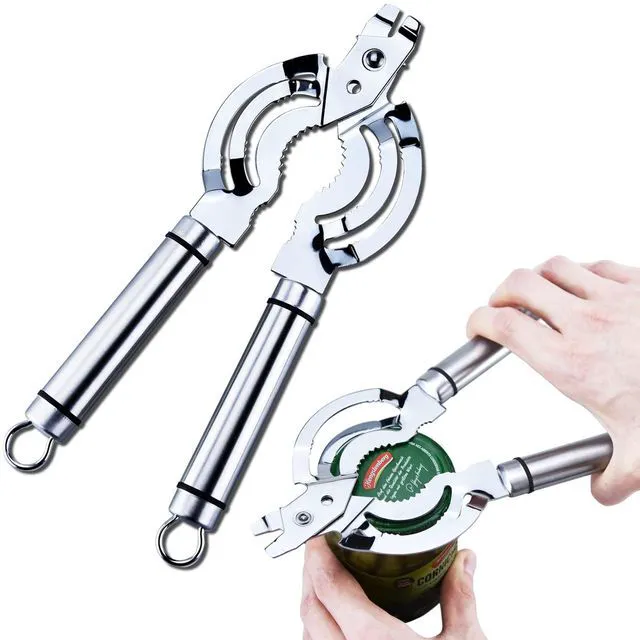 Main image of Jar Opener, Multifunctional Jar Opener for Weak Hands, Stainless Steel Jar Lid Opener, Beer Bottle Opener for Seniors with Arthritis