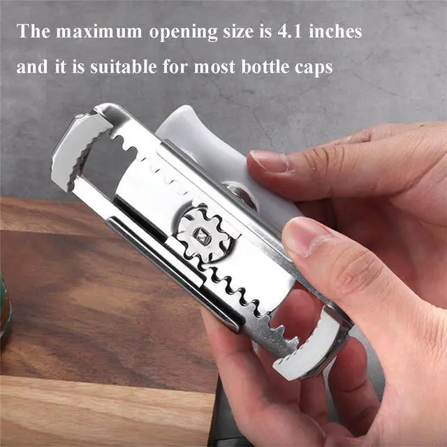 Alt view image 3 of 7 - Jar Opener for Seniors with Arthritis & Weak Hands, Easy Twist Jar Openers, Adjustable Multifunctional Jar Lid Opener, Jar Bottle Cap Opener Gripper, Useful Gifts for Elderly/Women/Men (Wood Handle)