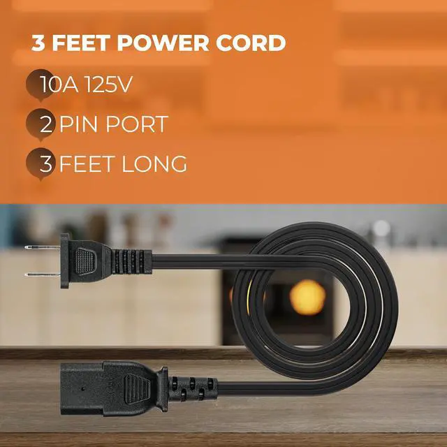 Alt view image 2 of 7 - 3ft Power Cord Replacement Parts for Selected (Not All) 6 Quart Crock Pot Express Pressure Cooker Multicooker Sccppc600-V1,2 Pin /2 Prongs Pressure Cooker Cord