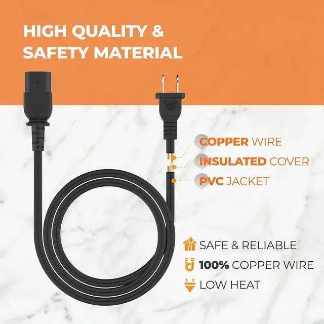 Alt view image 5 of 7 - 3ft Power Cord Replacement Parts for Selected (Not All) 6 Quart Crock Pot Express Pressure Cooker Multicooker Sccppc600-V1,2 Pin /2 Prongs Pressure Cooker Cord
