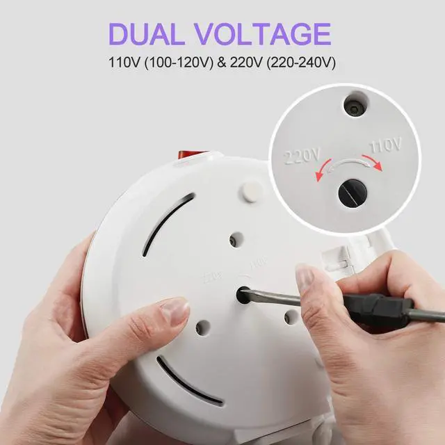 Alt view image 5 of 7 - Upgrade Travel Kettle, ShineMe Food Grade Silicone Dual Voltage 110-220V Ultrathin Portable Electric Water Kettle with Cup, Universal Adaptor and Detachable Power Cord, 555ML (White)