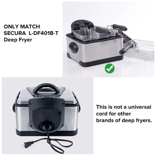 Alt view image 3 of 6 - Magnet Power Cord (Only Compatible L-DF401B-T Deep Fryer), 1M, Black