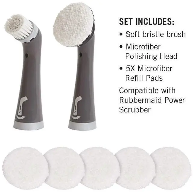 Alt view image 7 of 7 - Reveal Power Scrubber Attachable Soft Bristle & Velcro Head with 6 Microfiber Pads for Cordless Electric Battery Powered Scrub Brush Ideal for Shoes/Sneakers/Car Trim/Tires/Furniture