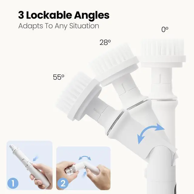 Alt view image 3 of 6 - Electric Spin Scrubber Cordless Shower Scrubber With 4 Replaceable Brush Heads, 3 Speeds, IPX6 Waterproof, Electric Scrubber for Cleaning Bathroom, Kitchen, Dish, Tub, Tile, Windows,USB Charging