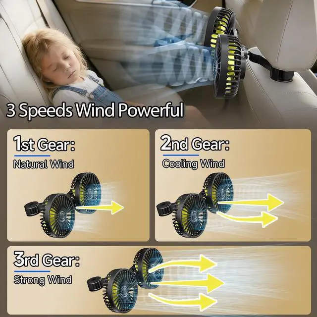 Alt view image 3 of 7 - Car Backseat Fans for Backseat for Kids, Car Seat Fan for Back Seat Car (No Battery)