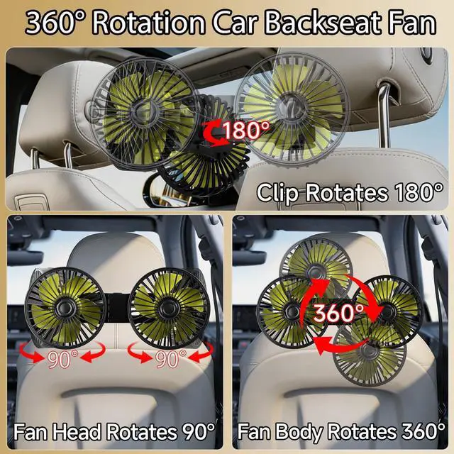 Alt view image 4 of 7 - Car Backseat Fans for Backseat for Kids, Car Seat Fan for Back Seat Car (No Battery)