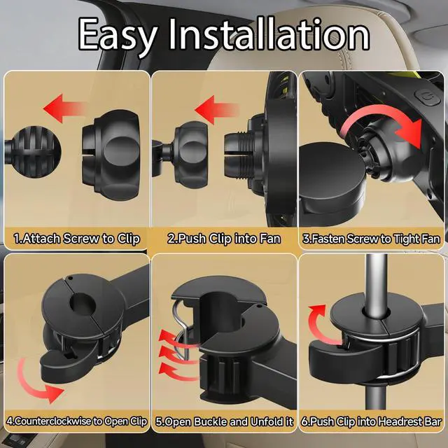 Alt view image 6 of 7 - Car Backseat Fans for Backseat for Kids, Car Seat Fan for Back Seat Car (No Battery)