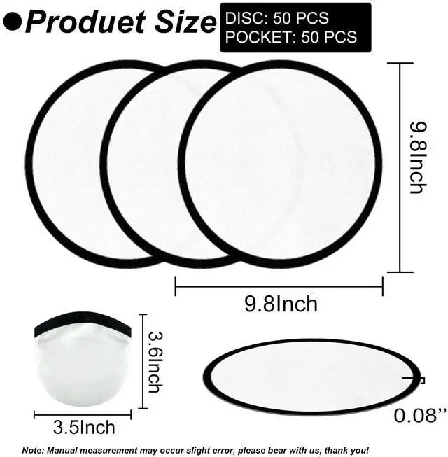 Alt view image 2 of 7 - 50PCS Foldable Flying Disc Fans with Bags, 9.8'' DIY Handheld Black Egde Fabric Folding Fan for Outdoor Game Activities Birthday Party Favors End of Year Student Gifts, White