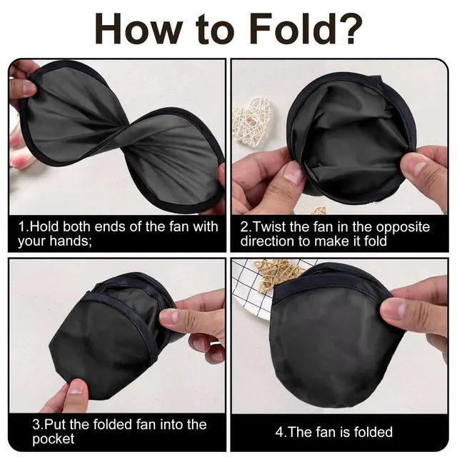 Alt view image 5 of 7 - 50PCS Foldable Flying Disc Fans with Bags, 9.8'' DIY Handheld Black Egde Fabric Folding Fan for Outdoor Game Activities Birthday Party Favors End of Year Student Gifts, White