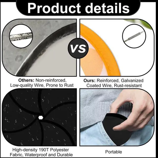 Alt view image 6 of 7 - 50PCS Foldable Flying Disc Fans with Bags, 9.8'' DIY Handheld Black Egde Fabric Folding Fan for Outdoor Game Activities Birthday Party Favors End of Year Student Gifts, White