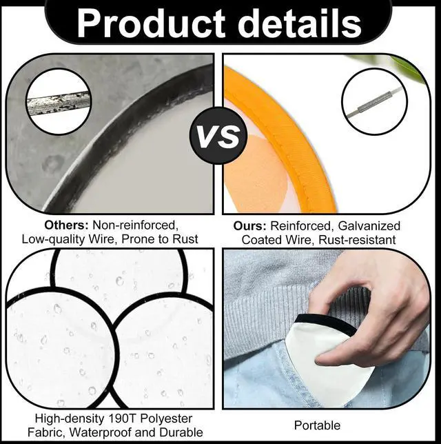 Alt view image 7 of 7 - 50PCS Foldable Flying Disc Fans with Bags, 9.8'' DIY Handheld Black Egde Fabric Folding Fan for Outdoor Game Activities Birthday Party Favors End of Year Student Gifts, White