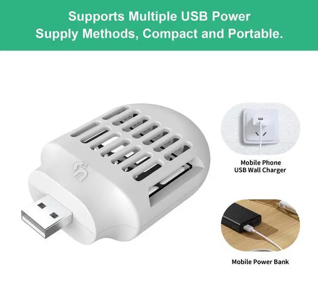 Alt view image 4 of 7 - Mosquito Repeller, USB Powered Outdoor and Indoor Mosquito Repellent Device, Portable Compact Plug-in Design for Home, Bedroom, Office, Patio, Camping and Travel, White