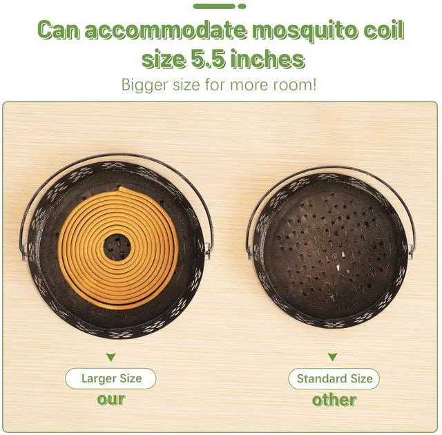 Alt view image 2 of 7 - Portable Iron Mosquito Coil Holder with Handle Round Heat-Resistant Incense Holder (Bronze)