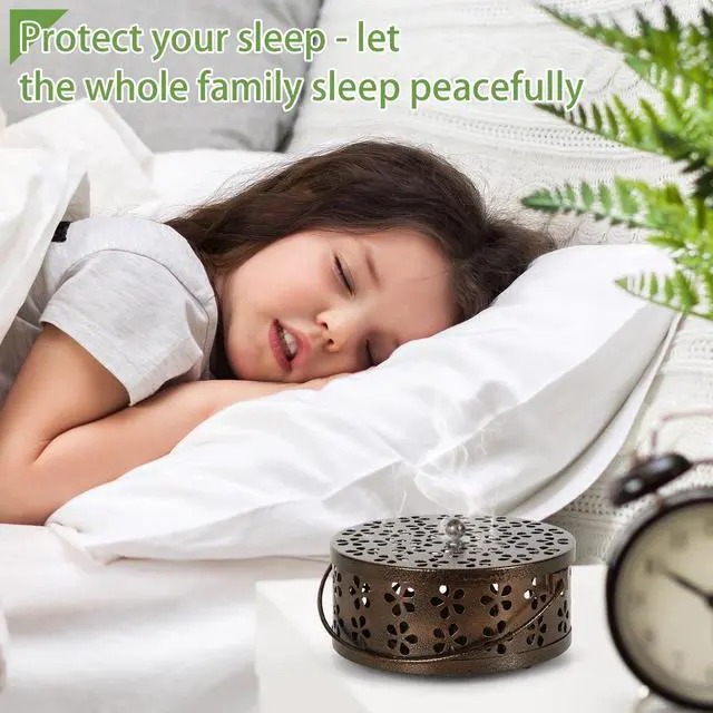 Alt view image 5 of 7 - Portable Iron Mosquito Coil Holder with Handle Round Heat-Resistant Incense Holder (Bronze)