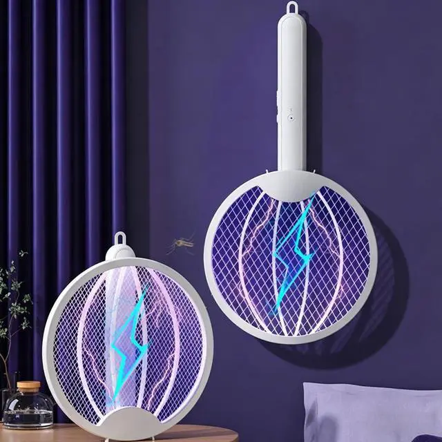 Main image of Electric Fly Swatter, Portable and Foldable Mosquito Zapper Racket, Rechargeable Bug Zapper with Battery and USB Charging Cable for Indoor and Outdoor Use, 2800V High-Voltage Grid, Safety Protection