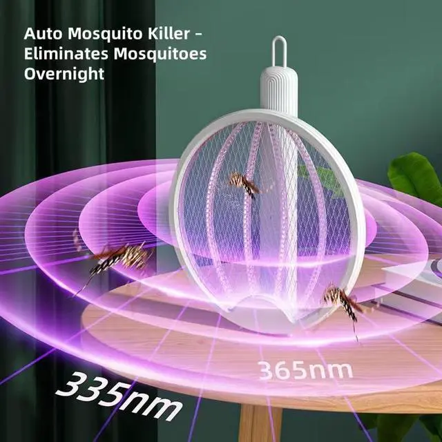 Alt view image 3 of 7 - Electric Fly Swatter, Portable and Foldable Mosquito Zapper Racket, Rechargeable Bug Zapper with Battery and USB Charging Cable for Indoor and Outdoor Use, 2800V High-Voltage Grid, Safety Protection