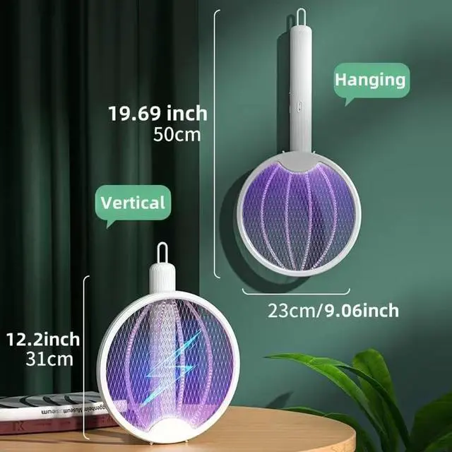 Alt view image 6 of 7 - Electric Fly Swatter, Portable and Foldable Mosquito Zapper Racket, Rechargeable Bug Zapper with Battery and USB Charging Cable for Indoor and Outdoor Use, 2800V High-Voltage Grid, Safety Protection