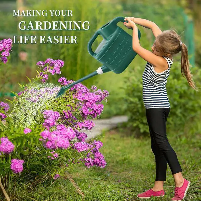 Alt view image 7 of 7 - 2 Gallon Watering Can, Garden Watering Can Outdoor, Plant Water Can with Removable Long Spout and Stainless Steel Sprinkler Head, Large Plastic Outdoor Watering Cans for Gardening Flower Plants