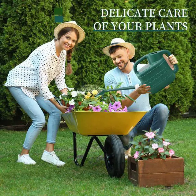 Alt view image 2 of 7 - 2 Gallon Watering Can, Garden Watering Can Outdoor, Plant Water Can with Removable Long Spout and Stainless Steel Sprinkler Head, Large Plastic Outdoor Watering Cans for Gardening Flower Plants