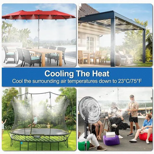 Alt view image 2 of 7 - Misters for Outside Patio, 50FT|15M Outdoor Water Misting Cooling System. Backyard Mist Kit for Garden Greenhouse Fan Deck Umbrella Canopy Pool Porch Trampoline Sprinkler Park BBQ Party Accessories
