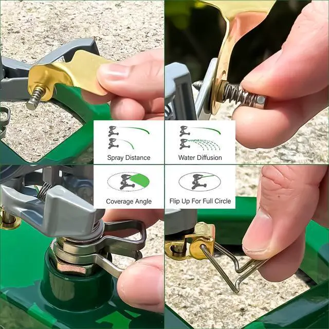 Alt view image 3 of 7 - Heavy Duty Pulsating Impact Lawn Sprinkler 360° Adjustable Rotating Automatic Water Sprinkler for Yard with Metal Base, Large Area Irrigation Sprinkle for Garden, Covers Up to 4,500 Sq. Ft