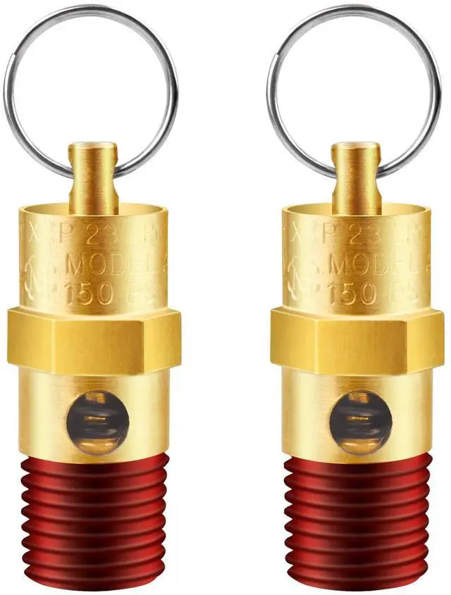 Main image of 2 Pieces 1/4'' Male 150 PSI NPT Air Compressor Pressure Relief Valve Brass Safety Valve Air Compressor Check Valve