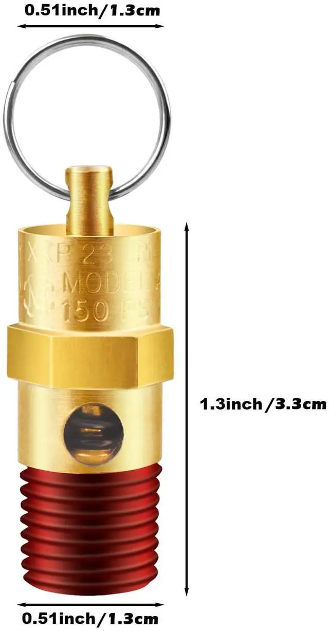 Alt view image 2 of 6 - 2 Pieces 1/4'' Male 150 PSI NPT Air Compressor Pressure Relief Valve Brass Safety Valve Air Compressor Check Valve