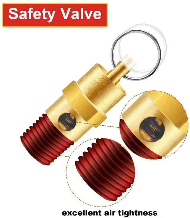 Alt view image 3 of 6 - 2 Pieces 1/4'' Male 150 PSI NPT Air Compressor Pressure Relief Valve Brass Safety Valve Air Compressor Check Valve