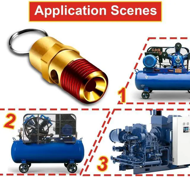 Alt view image 6 of 6 - 2 Pieces 1/4'' Male 150 PSI NPT Air Compressor Pressure Relief Valve Brass Safety Valve Air Compressor Check Valve