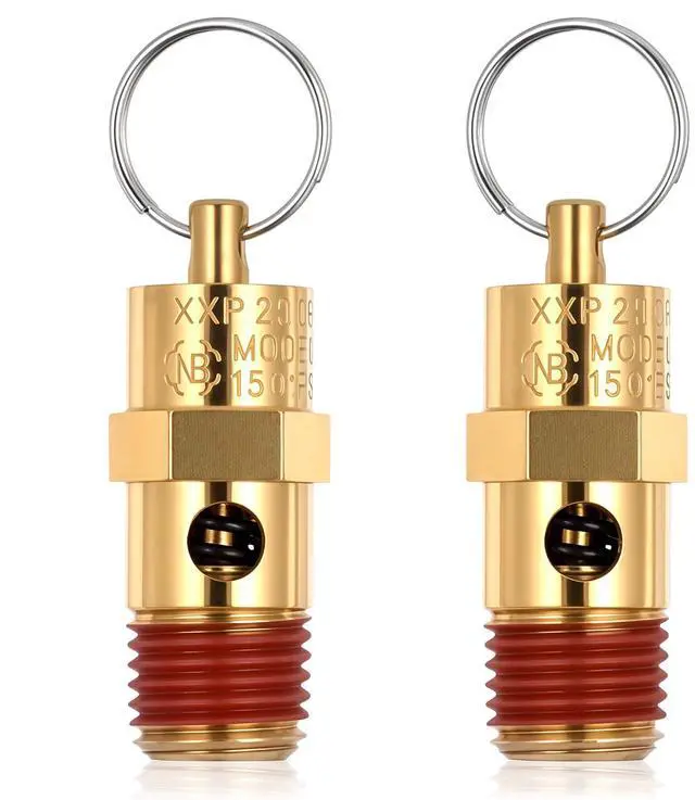 Main image of Brass Safety Valve Air Compressor Pressure Relief Valve 1/4" NPT 150 PSI 58 SCFM Air Compressor Relief Pressure Safety Valves NPT Threaded Part for Air and Water Discharge