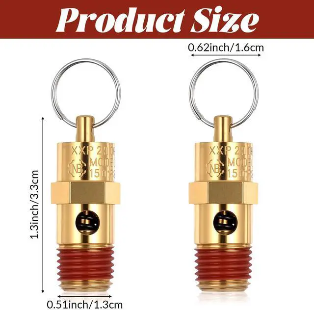 Alt view image 2 of 7 - Brass Safety Valve Air Compressor Pressure Relief Valve 1/4" NPT 150 PSI 58 SCFM Air Compressor Relief Pressure Safety Valves NPT Threaded Part for Air and Water Discharge