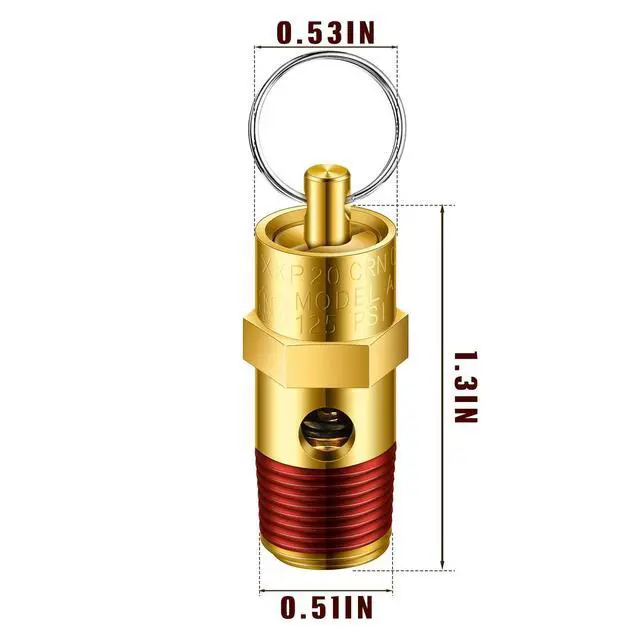 Alt view image 2 of 7 - 4 Pcs 1/4" Male 125 Psi Npt Pressure Relief Valve Air Compressor Check Brass Safety Valve