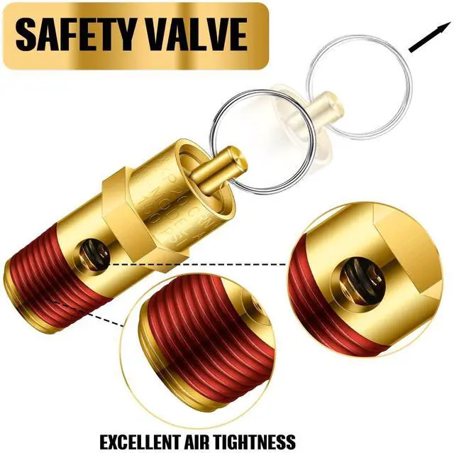 Alt view image 3 of 6 - 4 Pcs 1/4" Male 150 Psi Npt Pressure Relief Valve Air Compressor Check Brass Safety Valve