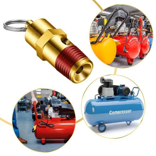 Alt view image 6 of 6 - 4 Pcs 1/4" Male 150 Psi Npt Pressure Relief Valve Air Compressor Check Brass Safety Valve