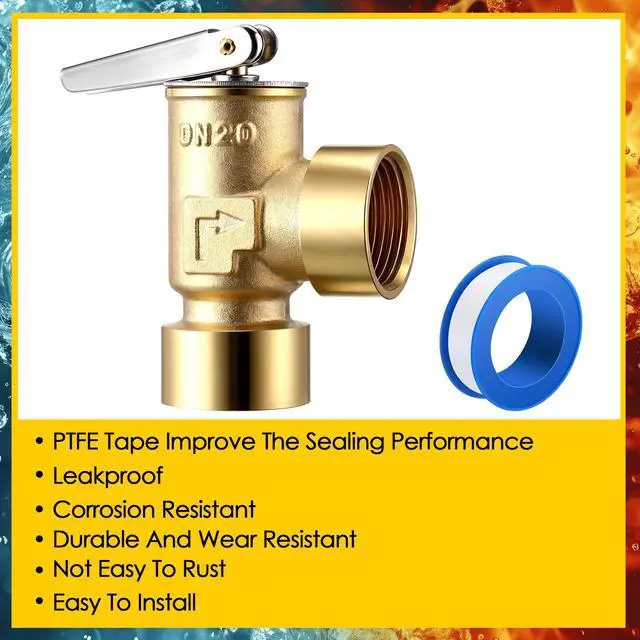 Alt view image 4 of 7 - 3/4" FNPT Female Inlet & Outlet, 30 PSI Pressure Relief Valve for Hot Water Boilers & Hydronic Heating Systems, Brass, Opens Automatically To Release Excessive Pressure