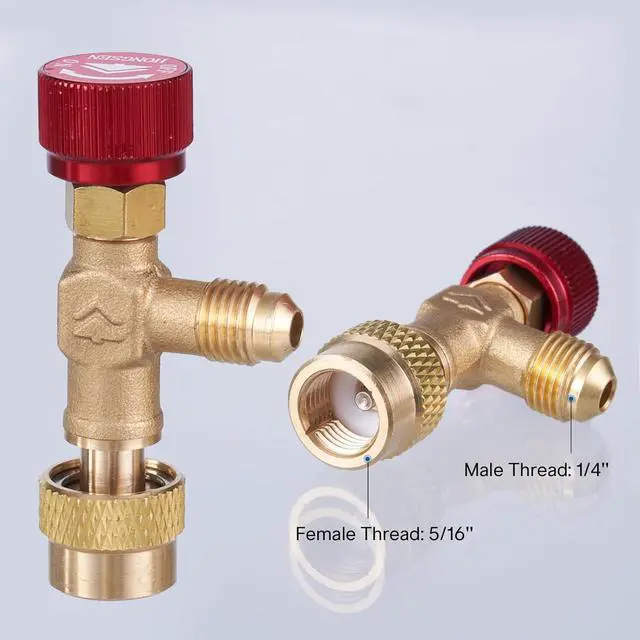 Alt view image 3 of 5 - R32 R410a Refrigerant Charging Safety Valve, 1/4" Male to 5/16" Female, for R32 R410a Air Conditioner Manifold Brass Low Loss Fittings
