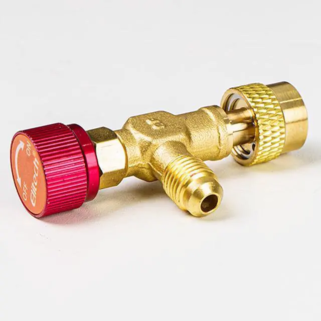 Alt view image 4 of 5 - R32 R410a Refrigerant Charging Safety Valve, 1/4" Male to 5/16" Female, for R32 R410a Air Conditioner Manifold Brass Low Loss Fittings