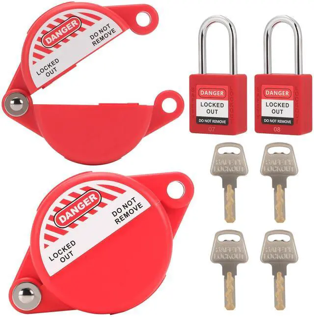 Main image of Gate Valve Lockout with Safety Padlock, Hose Bib Lock for Water Spigot/Outdoor Water Faucet/Propane Tank, Suited for 1 to 2-1/2 in Dia Valve Handles,OSHA Compliant(2 Pack)