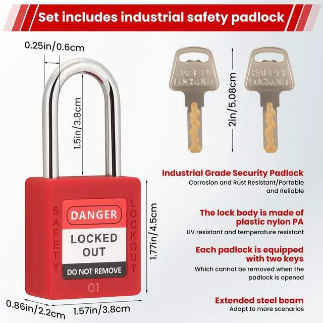 Alt view image 6 of 7 - Gate Valve Lockout with Safety Padlock, Hose Bib Lock for Water Spigot/Outdoor Water Faucet/Propane Tank, Suited for 1 to 2-1/2 in Dia Valve Handles,OSHA Compliant(2 Pack)