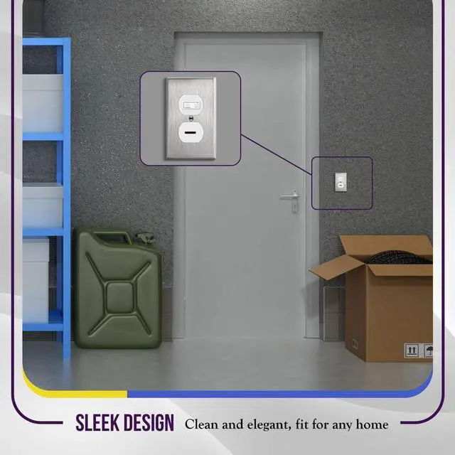 Alt view image 7 of 7 - Duplex Receptacle Metal Wall Plate, Stainless Steel Switch Outlet Cover, Size 1-Gang 4.50" x 2.76", 7721-10PCS, 430, UL Listed, Silver (10 Pack), 10 Count